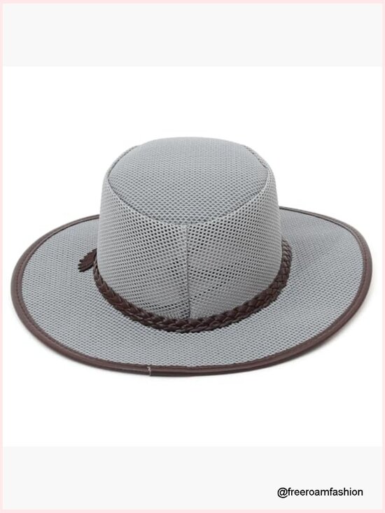 Breathable Wide Brim Cowgirl Sun Hat with Chin Strap Hollow Out main image 5